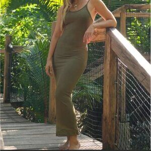 Skatie Ribbed Jennifer Dress, Olive, M